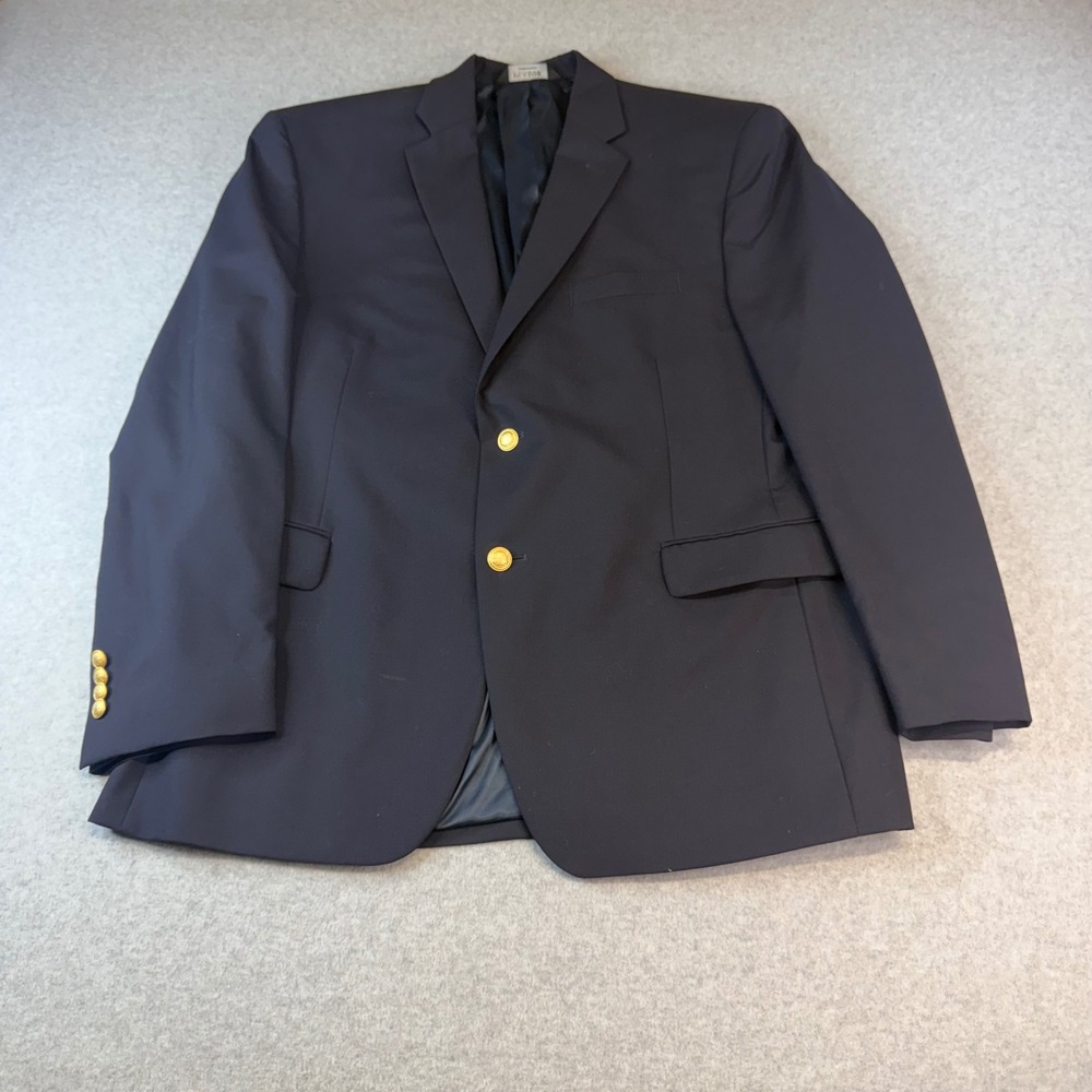 Jos. A. Bank Mens Navy Blue Two Button Blazer Gold Crest Buttons 42R
